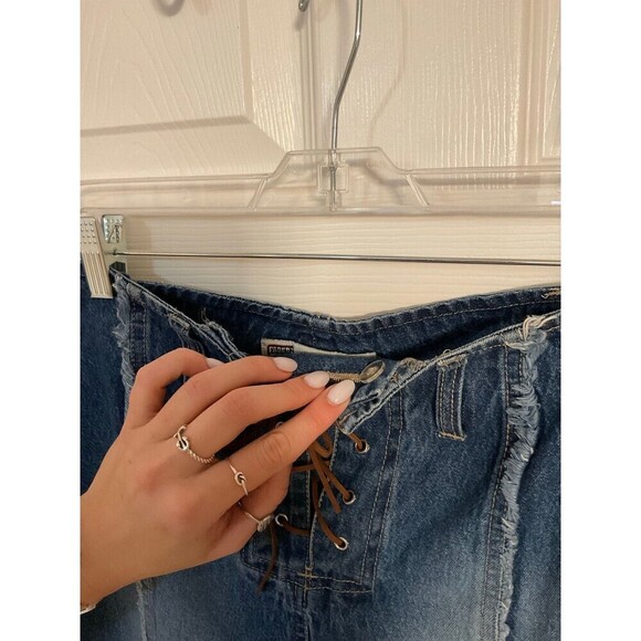 Vintage Faded Glory Lace-Up Jean Skirt - Picture 4 of 4